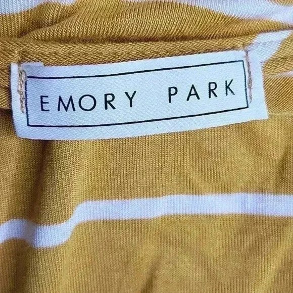 Emory Park Mustard Yellow Stripped Sleeveless Button Down String Tie Bottom Sz S - Picture 4 of 5